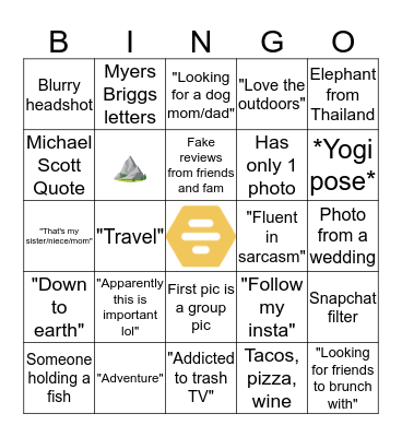 Things You Find On Bumble Bingo Card