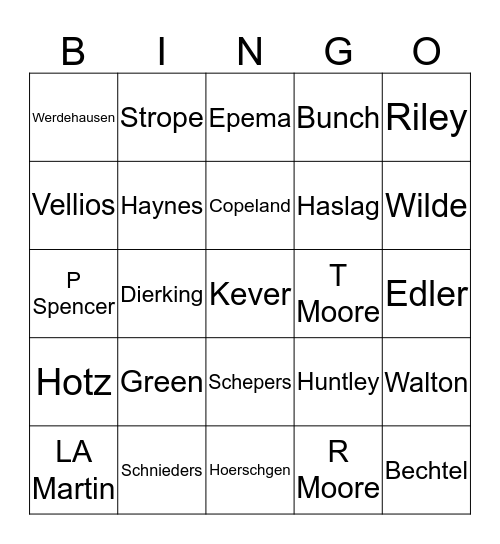 SWECC Bingo Card