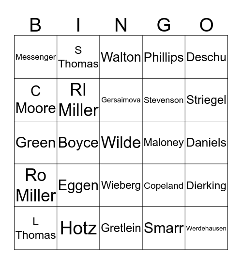 SWECC Bingo Card