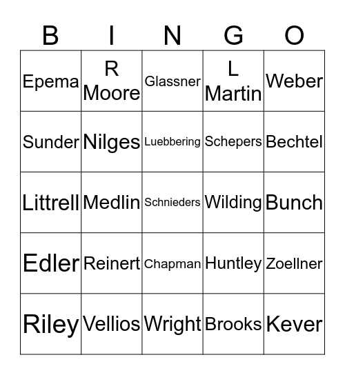 SWECC Bingo Card