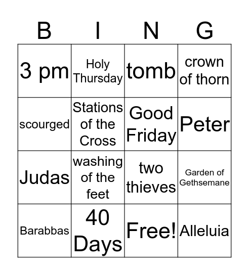 Lent bingo  Bingo Card