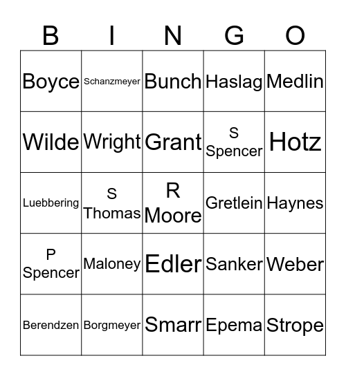 SWECC Bingo Card