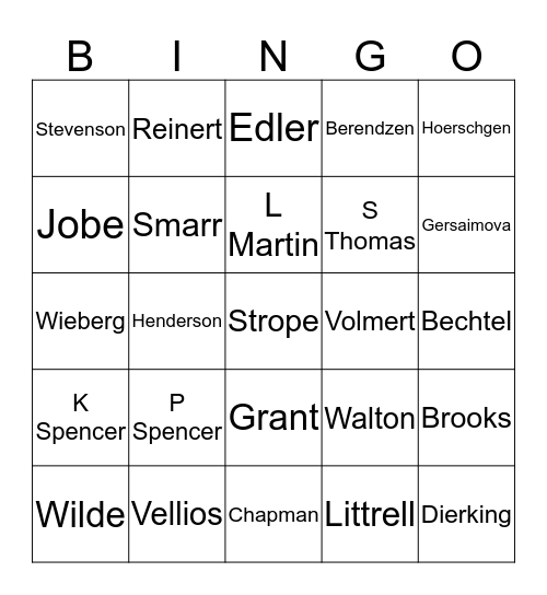 SWECC Bingo Card