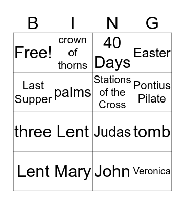 Lent  Bingo Card