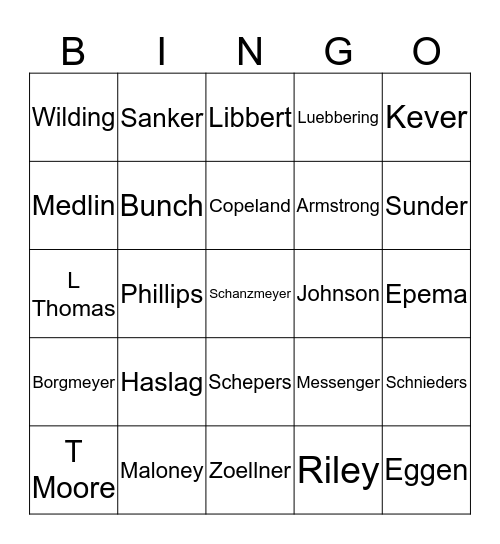 SWECC Bingo Card