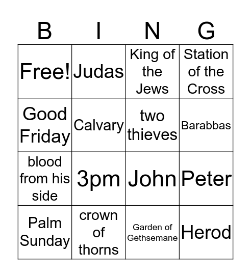Lent Bingo  Bingo Card