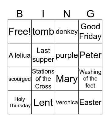 Lent Bingo Card
