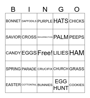 EASTER Bingo Card