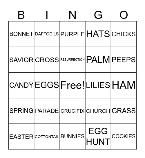 EASTER Bingo Card