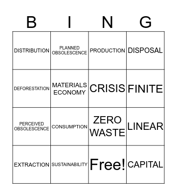 Story of Stuff Review Bingo Card