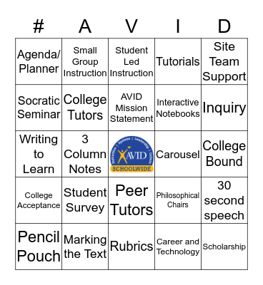 #AVID Bingo Card