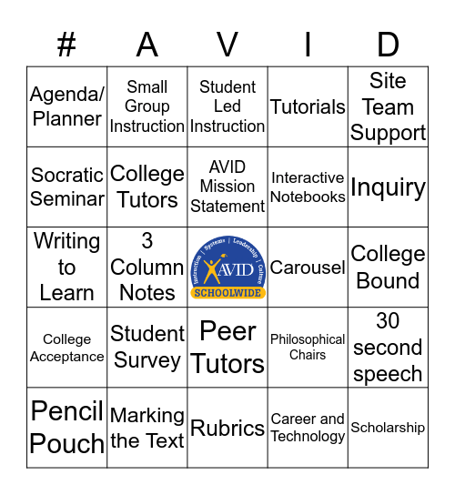 #AVID Bingo Card