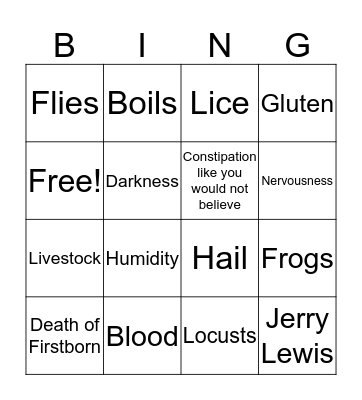 Passover Bing Bingo Card