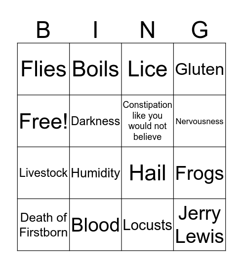 Passover Bing Bingo Card