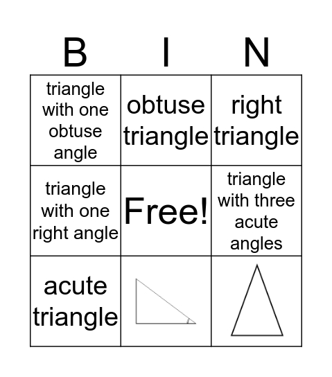 Triangles Bingo Card