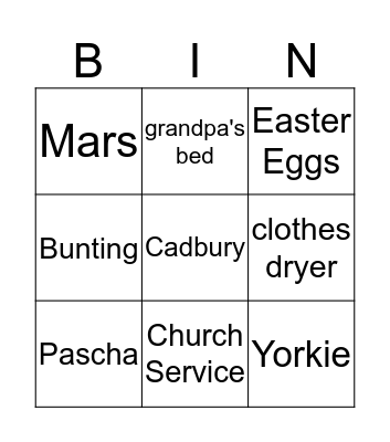 Easter Bingo Card