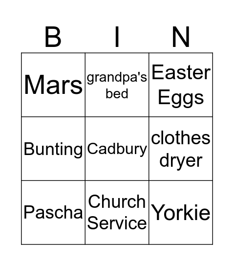 Easter Bingo Card