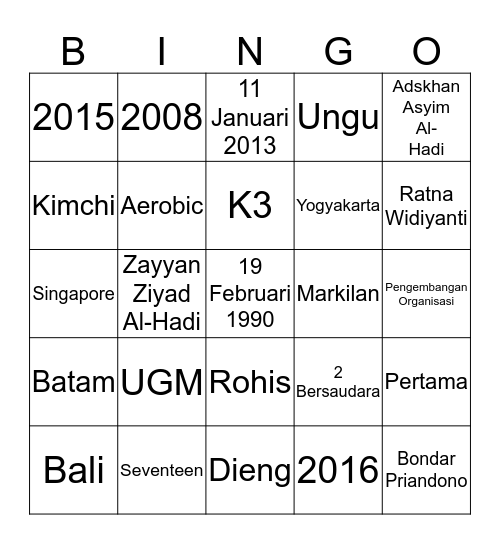 GET TO KNOW UNCH Bingo Card