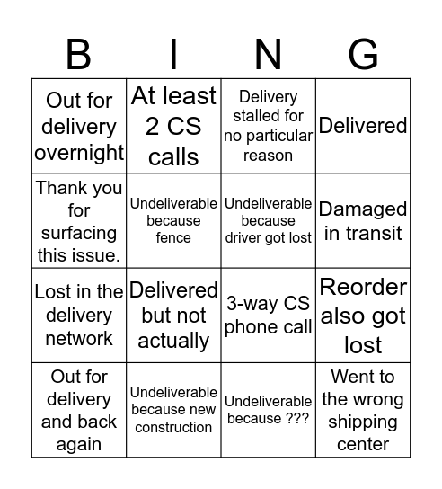 AMZL Bingo Card