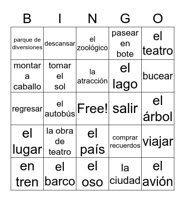 1.8a Vocabulario Bingo Card