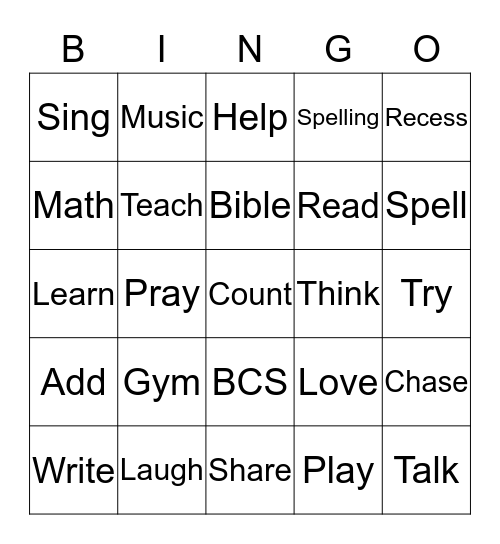 Miss Travis Bingo Card