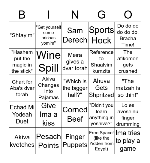 Motechin Fam Bingo Card