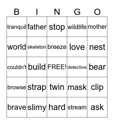 Henry and Mudge and the Starry Night Bingo Card