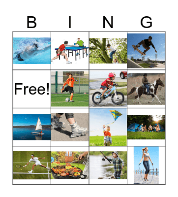 Outdoor activities Bingo Card