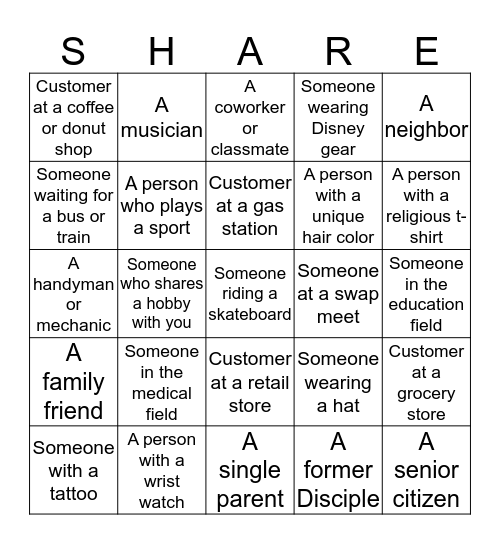 Discipleship Bingo Card