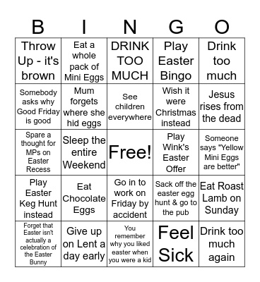 WDW EASTER BINGO Card