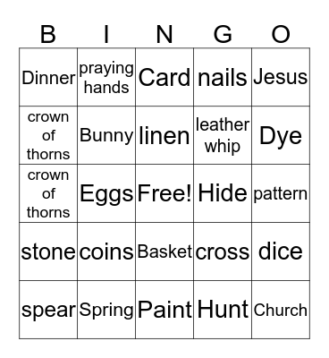 Easter Bingo Card