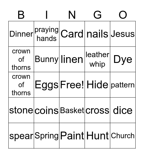 Easter Bingo Card