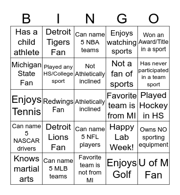 Together our Lab makes a Great Team! Bingo Card