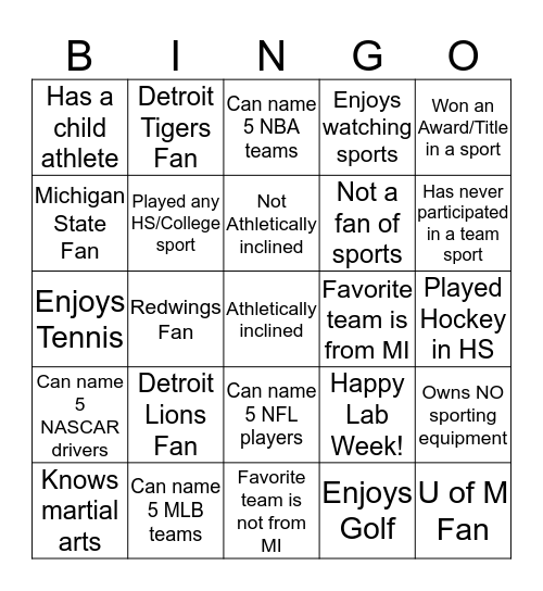 Together our Lab makes a Great Team! Bingo Card