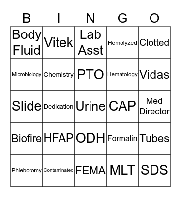 Lab Week 2019 Bingo Card