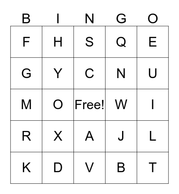 LETTER SOUNDS BINGO Card