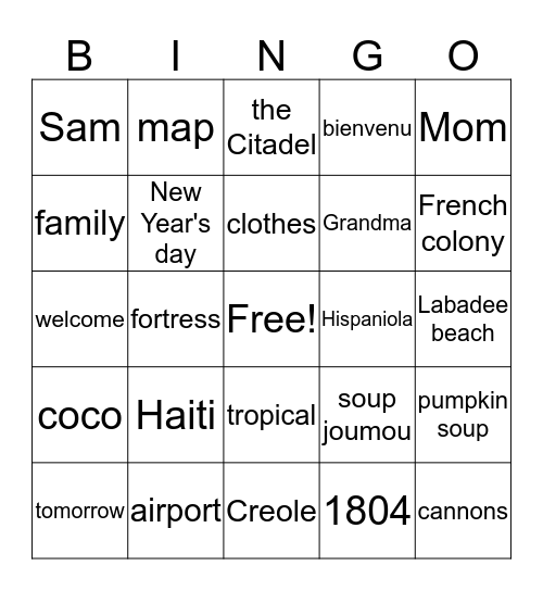 Bienvenu to Haiti Bingo Card