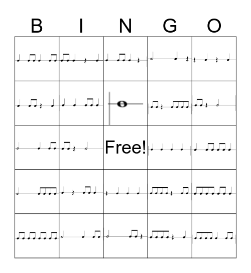 RHYTHM BINGO Card