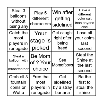 Mario Kart Bingo Battle Bingo Card