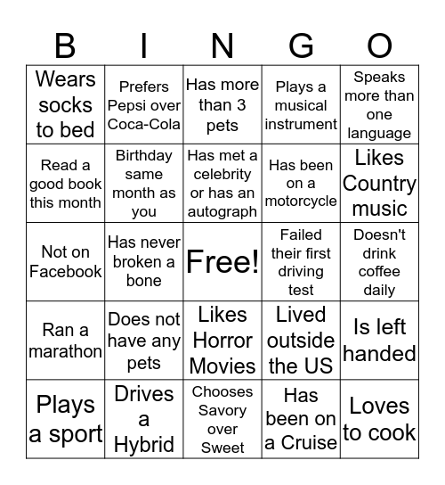 ICBREAKER BINGO Card