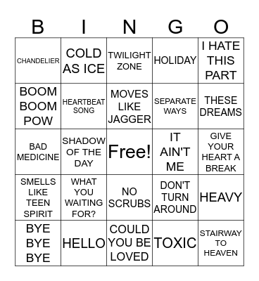 MUSICAL BINGO Card