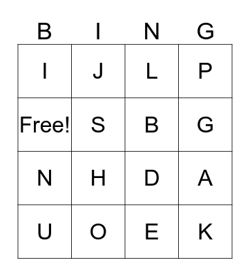 ABC Bingo Card