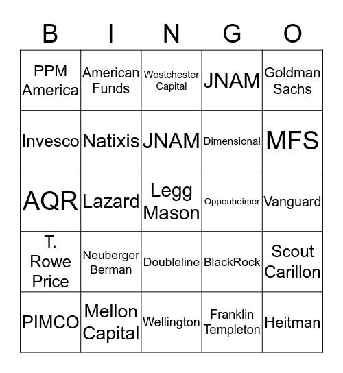 Fund Partner Bingo Card