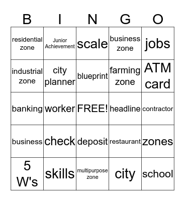 Junior Achievement Bingo Card