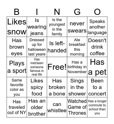 Explorer's Program Spring 2019 Bingo Card