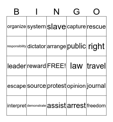 Unit 6 Vocabulary  Bingo Card