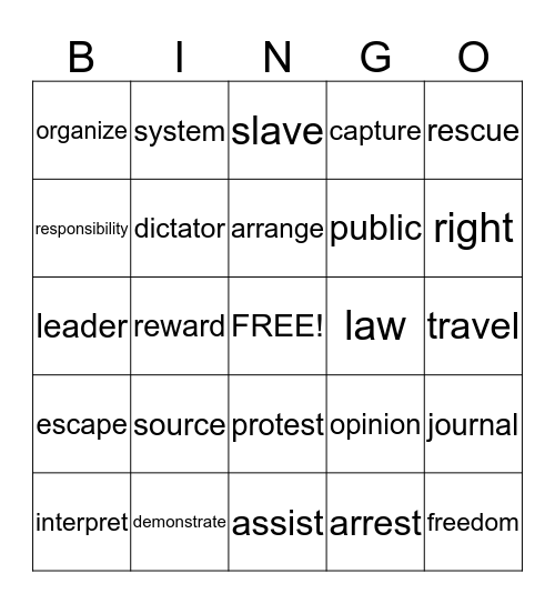 Unit 6 Vocabulary  Bingo Card