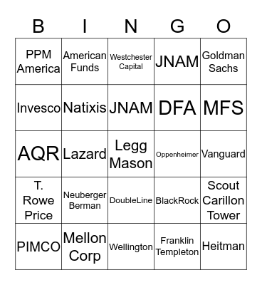 Fund Partner Bingo Card