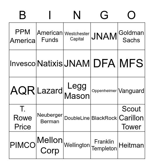 Fund Partner Bingo Card