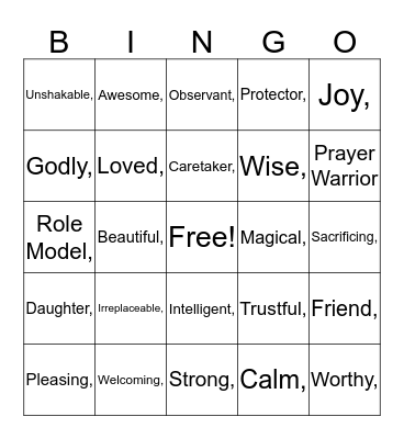 Mother's Day Bingo Card